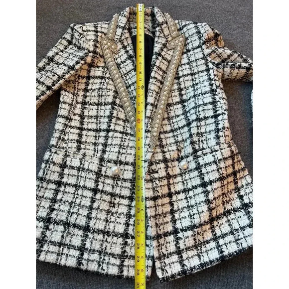 $895 Alice + Olivia Justin White Tweed Big Pearls Embellished Blazer Sz 0 - Picture 16 of 16